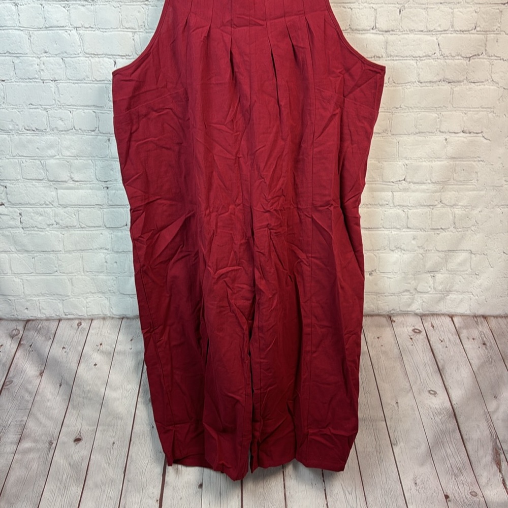 BloomChic Pleated Burgundy Jumpsuit Plus Size 1X - Picture 3 of 8